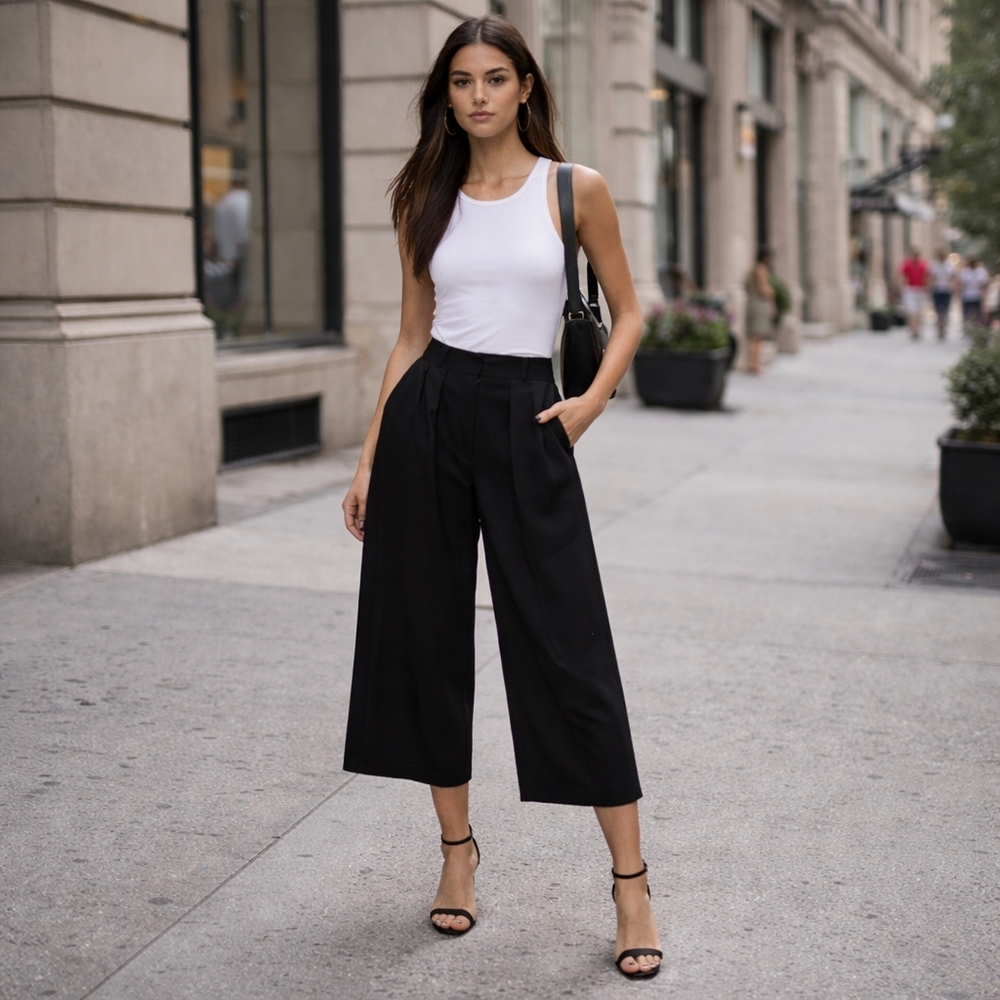 Topshop Black High-Waisted Wide Leg Pants | Chic Flowing Trouser